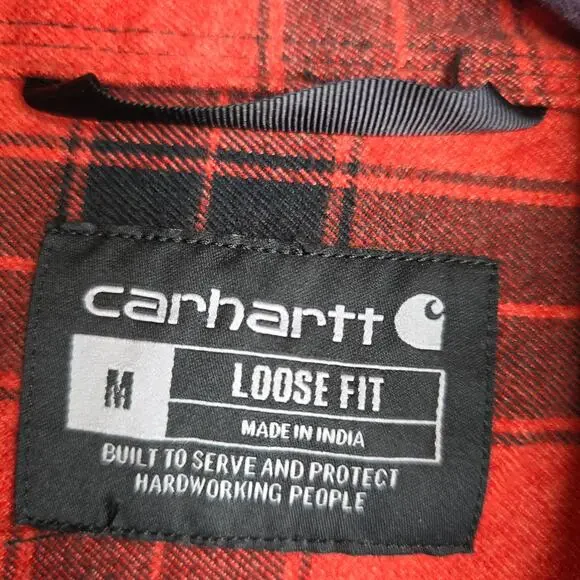 Carhartt Red and Black Plaid Casual Button Down Shirt - Picture 3 of 11
